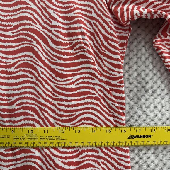 J McLaughlin Dress Women M Red White Wavy Catalina Cloth Sophia 3/4 Sleeve Crew - Picture 13 of 16